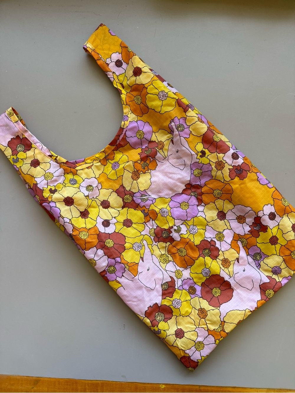 Baggu Floral Elephant Print Mini Tote Bag